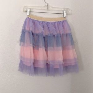 KID PICK MESH TEERED PASTEL SKIRT W PINK UNDERSKIRT GIRLS SZ 10 EXCELLENT COND.